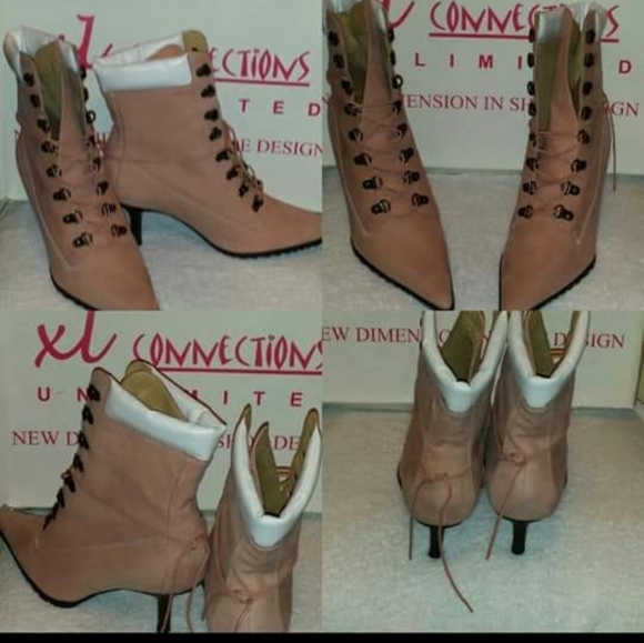 New Pink Tie Up Ankle Booties Size 11 - Picture 2 of 3